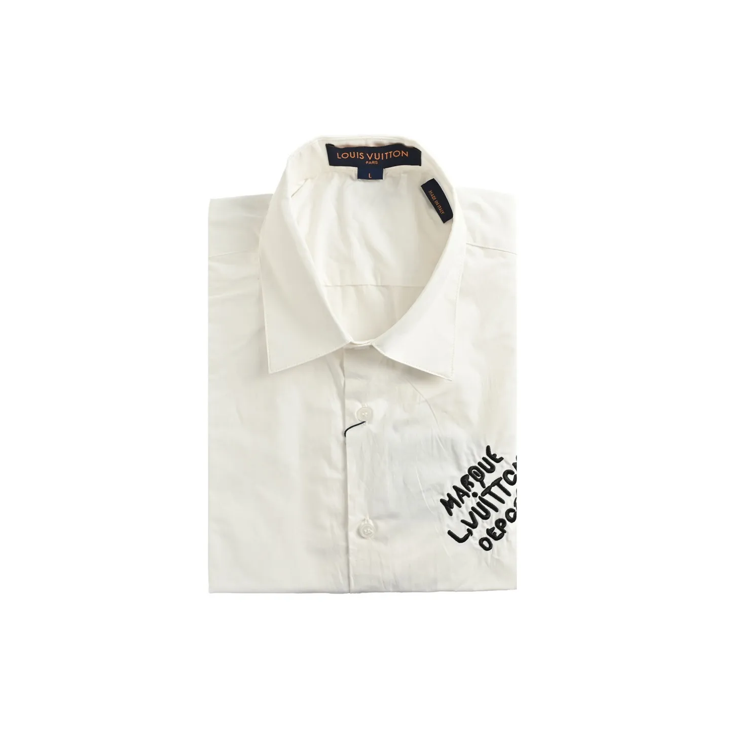 Louis Vuitton/Louis Vuitton 25ss embroidered letter logo shirt